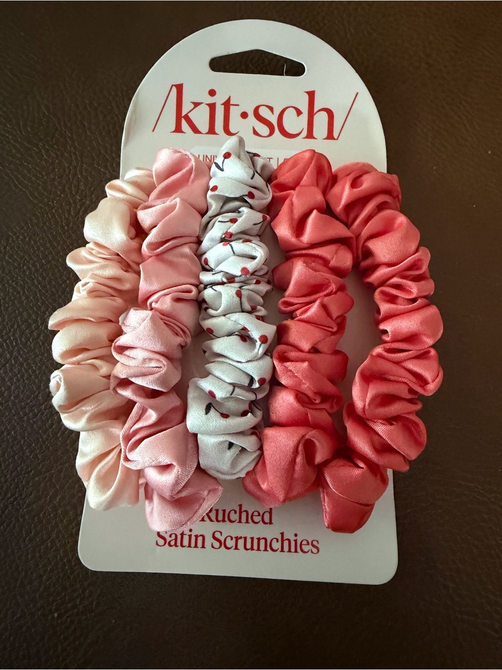 kitsch Kids Satin Scrunchie Set - Pink & Coral